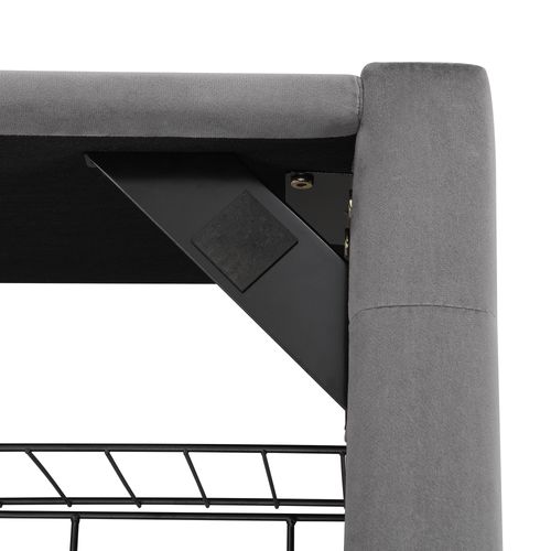 Lit Coffre 140×200 Cm - Lit Double Rembourré Avec Sommier à Lattes En Bois - Velours - Gris