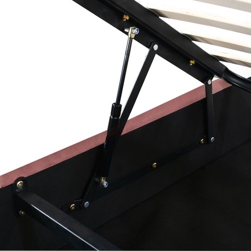 Lit Coffre 140x200 Cm - Lit Modulaire Avec Tête Fleur Et Rangement Hydraulique -  Stable - Rose