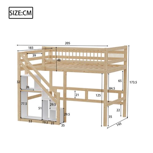 Lit Superposé Double 140x200 Cm - Lit Enfant Avec Échelle Et Garde-corps - Bois - Blanc