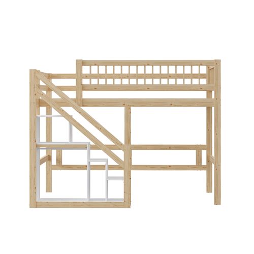 Lit Superposé Double 140x200 Cm - Lit Enfant Avec Échelle Et Garde-corps - Bois - Blanc