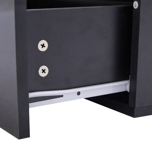 Table Basse 90x55x41cm, Table De Salon, Tiroir, Compartiment Caché, LED, Plateau Relevable, Pb, Noir