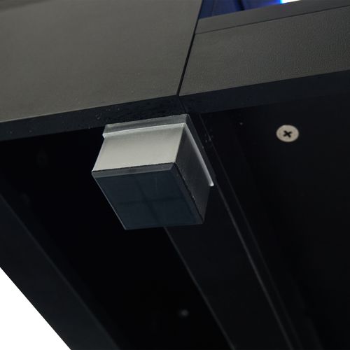 Table Basse 100*50*35cm, Table Salon, LED, Grand Stockage Creux, Plateau En Verre Trempé, Pb, Noir