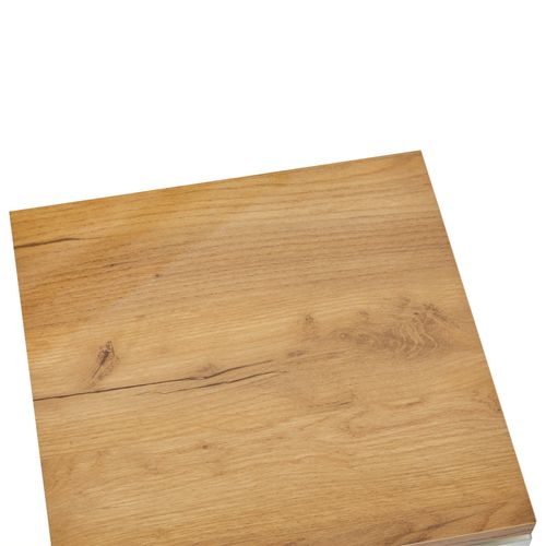Table Basse Carrée 75*75*33,5cm, Table Avec 4 Tiroir, Plateau, Pb, Bois, Couleur Blanc Et Bois
