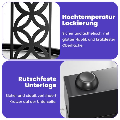 Table Gigogne 2p - Rondes Empilables Effet Marbre Avec Pied Métal - Blanc/noir