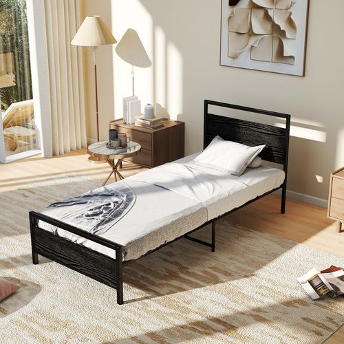 Lit En Métal 90x200 Cm - Lit Simple Moderne Et Solide Pour Chambre Ado