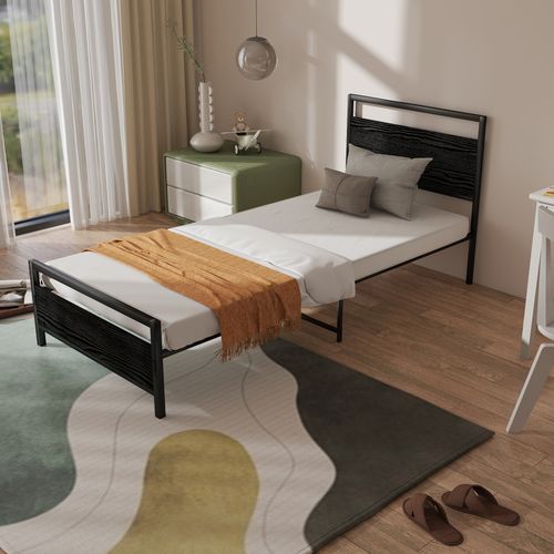 Lit En Métal 90x200 Cm - Lit Simple Moderne Et Solide Pour Chambre Ado