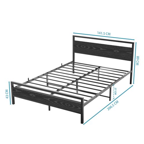 Lit En Métal 140x200 Cm - Lit Double Moderne Et Solide Pour Chambre Parentale