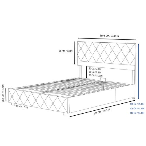 Lit Double 160x200 Cm En Velours Beige - Design Élégant Avec Coffre De Rangement