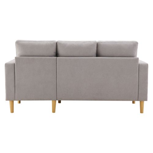 Canapé D'angle Méridienne, Canapé 3 Places Avec Rangement, Porte-gobelet, 2 Coussins, Gris Clair