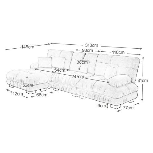 Canapé D'angle Modulaire, Canapé En L Pour Salon, Avec Repose-pieds, En Chenille, Rose