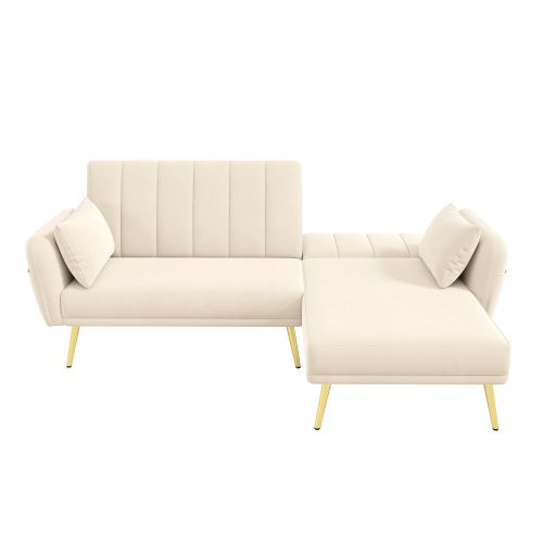 Canapé D'angle Convertible, Canapé Beige En L Avec Fonction Couchage, 191,5x130,5x80 Cm