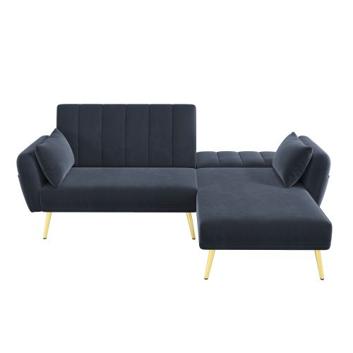 Canapé D'angle Convertible, Canapé Noir En L Avec Fonction Couchage, 191,5x130,5x80 Cm