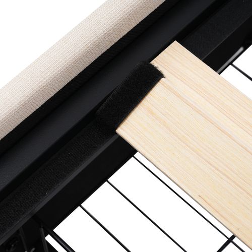 Lit Double Lit Adulte 160x200 Cm, 4 Tiroirs, Bandeau LED, Tête De Lit Réglable, Lin Beige