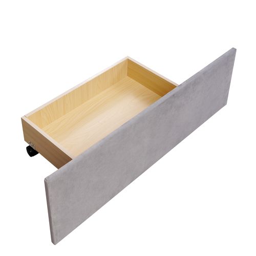 Lit Adulte 140x200 cm Avec 4 Tiroirs, Tête De Lit Réglable, Cadre En Métal, Sommier, Velours Gris