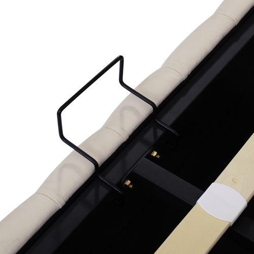 Lit Coffre Double 180 X 200 Cm, Design Européen, Rangée De Rivets, Velours Français, Beige