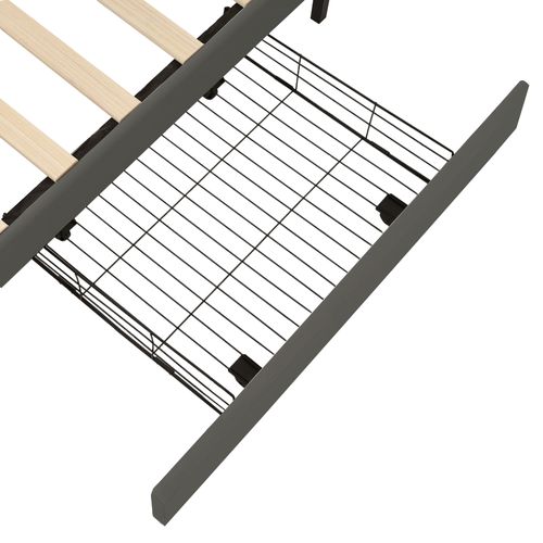 Lit Double 160x200, Lit Adulte, Port Et Prise, 4 Tiroirs, 4 Niches, Sommier, Tête De Lit, Lin, Gris