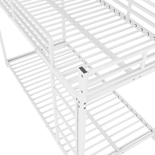 Lit Superposé Pour Enfants 90 X 200 Cm, Lit Simple, 2 Sommiers, Forme Classique, En Fer Blanc