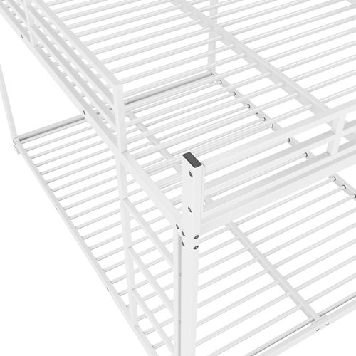 Lit Superposé Enfant 140 X 200 Cm, Lit Double, 2 Sommiers, Forme Classique, En Fer Blanc