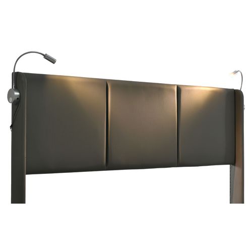 Lit Coffre Double 160x200 Cm, Rangement, Lampe De Lecture Avec Fonction De Charge, Pu Gris