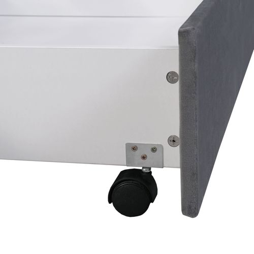 Lit Double 160 X 200 Cm, 2 Tiroirs, Sommier à Lattes Et tête de lit, Style Moderne, Velours Gris