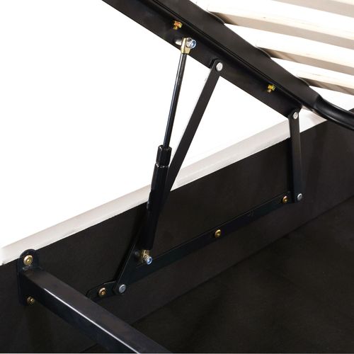 Lit Double 140x200 Cm Avec Tête De Lit Fleurie, Sommier Et Coffre, Velours Beige