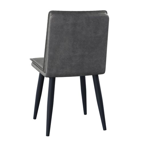 Lot De 6 Chaises 57x49x84cm, Pieds En Métal, Moderne, Anti-taches, Pu, Gris+noir