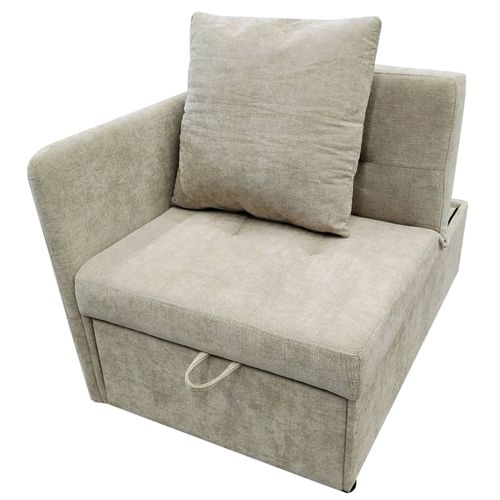 Fauteuil Convertible 177x68x65cm, Design 3-en-1 Transformable, Dossier Réglable, Lin, Métal, Beige