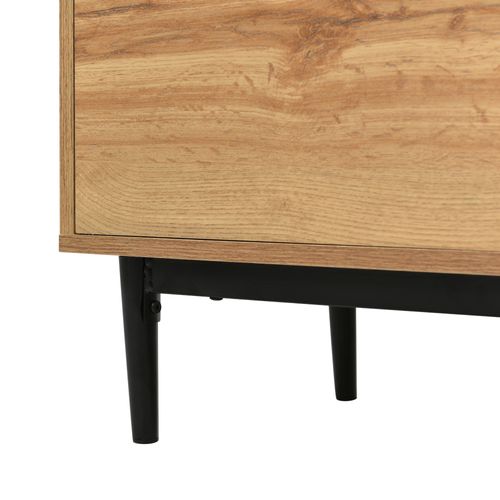 Buffet Moderne 160 X 35 X 76 Cm, 3 Portes Et Étagères, Robuste Et Fiable, Mdf, Bois Et Noir
