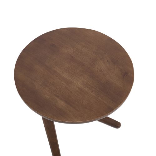 Table d'appoint Ronde Bois 50x50x50cm, Pieds De Support Uniques En Forme De Z, Marron