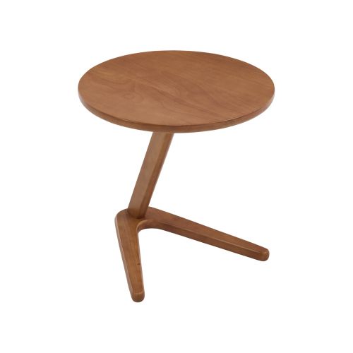 Table basse Ronde En Bois 50x50x50cm, Pieds De Support Uniques En Forme De Z, Couleur Bois