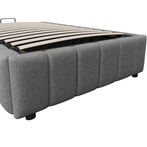 Lit Coffre 90x200 Cm Avec Coffre Hydraulique - Rangement Pratique - Design Moderne - Gris