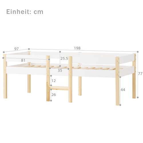 Lit Cabane 90x190 Cm Mezzanine Enfant Avec Protection Antichute - Bois Massif Blanc