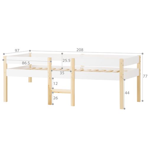 Lit Cabane 90x200 Cm Mezzanine Enfant Avec Protection Antichute - Mdf Blanc