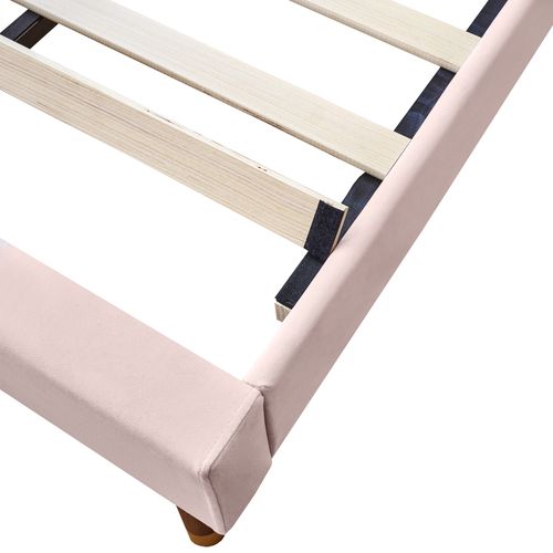 Lit Simple 90x200 Cm - Lit Capitonné Ado - Velours - Rose