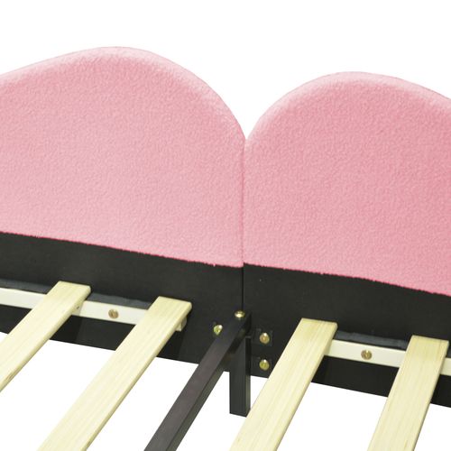 Lit Enfant 90x200 Cm - Lit Simple Rembourré Avec Cadre Peluche Doux - Velours - Stable - Rose