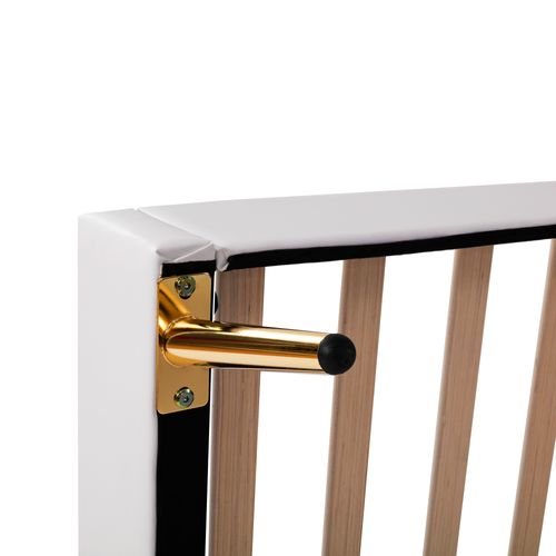 Lit Enfant 90x200 Cm - Lit Cadre Couronne Avec LED - Pu - Blanc