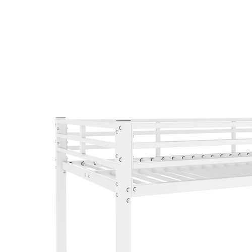 Lit Superposé 90x200 Cm - Lit Simple Avec Barrière - Métal - Blanc