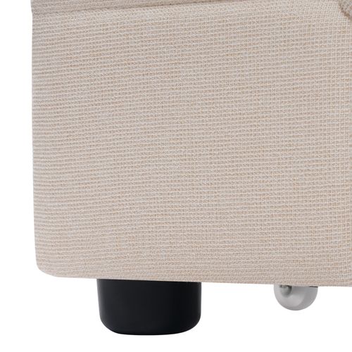 Lit Avec Rangement 90 X 200 Cm - Lit Simple Avec Ports USB Et Tiroirs - Lin Bois Métal - Beige