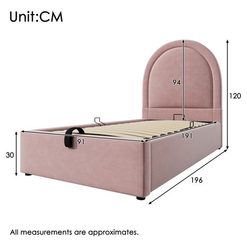 Lit Coffre Enfant 90x190cm - Tête De Lit Cosmique - Velours - Rose