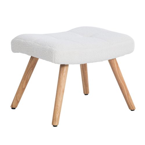 Fauteuil à Bascule Confortable Avec Repose-pieds, Tissu Bois Métal, Blanc 65x47x92 Cm