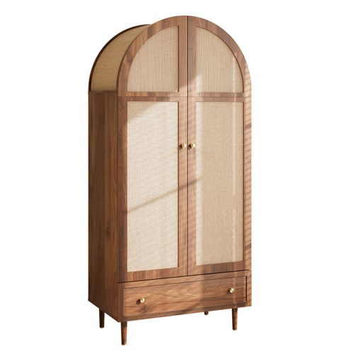 Armoire 79*50*175cm, Armoire Avec Rangement, 1 Étagère, 2 Portes Battantes, 1 Tiroir, Mdf, Brun
