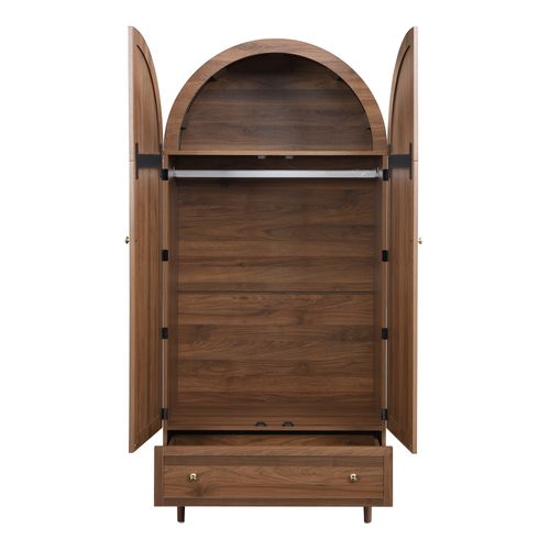 Armoire 79*50*175cm, Armoire Avec Rangement, 1 Étagère, 2 Portes Battantes, 1 Tiroir, Mdf, Brun