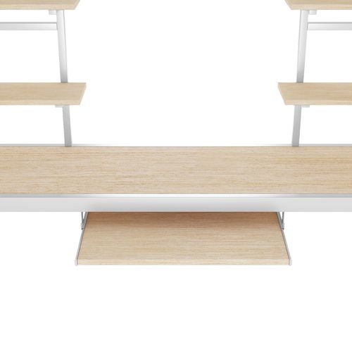 Lit Mezzanine 90x200 Cm Avec Bureau Et Étagères, Structure En Métal, Blanc