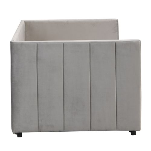 Lit Gigogne Lit Enfant 90/180x200 Cm Avec Sommiers, Multifonction, Velours Gris