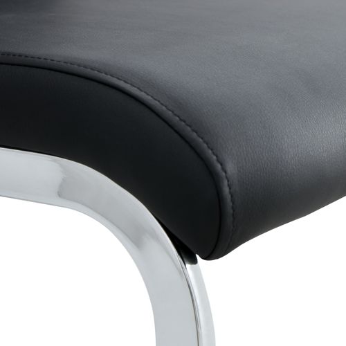 Lot De 2 Chaises 45x42x95cm, Pieds En Métal, Design Simple, Moderne, Pu+lin, Noir