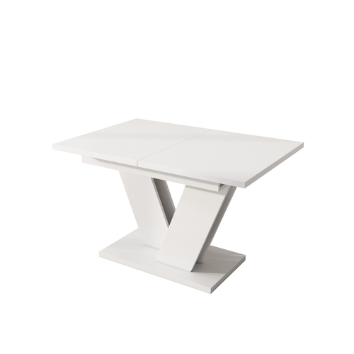 Table à Manger Extensible 120/160x80x75,5cm, Pour 4-6 Personnes, Pieds En V, Mdf, Blanc