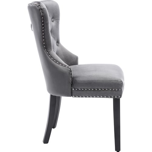 Lot De 2 Chaises 51x47x97cm, Pieds En bois, Rivets Décoratifs, Velours, Mousse, Gris