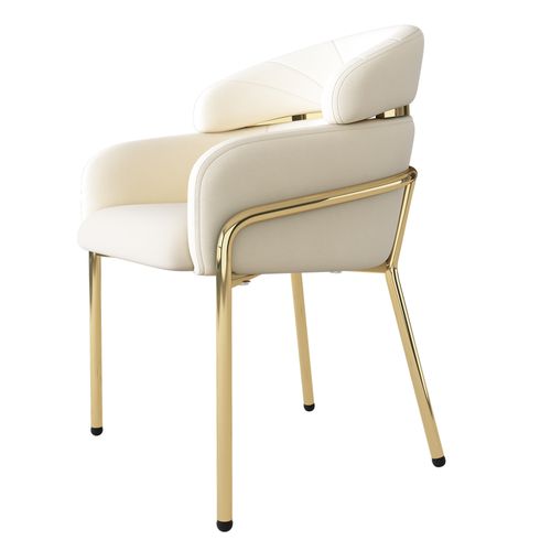 Lot De 2 Chaises 53x45x79cm, Pieds En métal, Design Élégant, Moderne, Velours, Beige