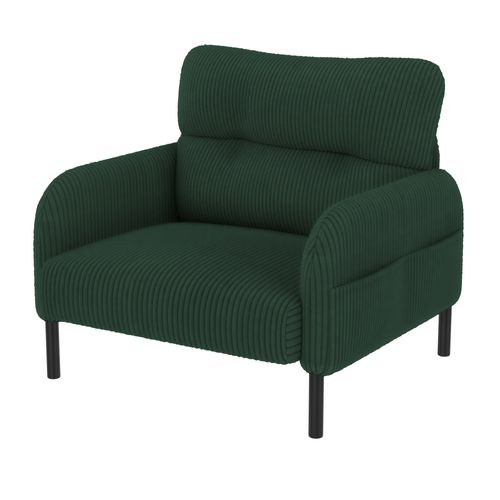 Fauteuil Fixe Simple Moderne 67x75x79cm, 4 Poches, Structure Solide, Velours Côtelé Vert Émeraude