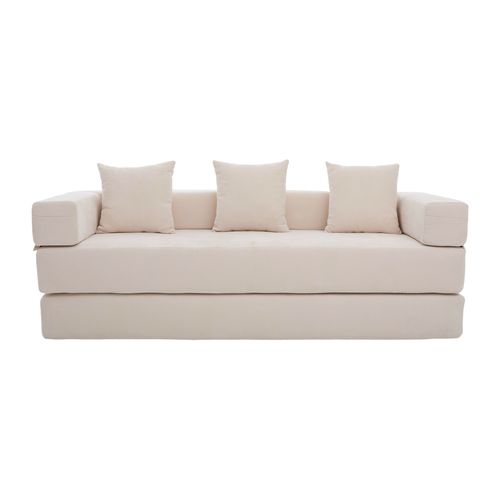 Canapé Modulable 198x79x60 Cm Avec Poches Latérales, Assemblage Diy, Chenille Beige